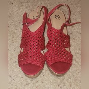 SO Women's Red Woven Sandals, womens 8M